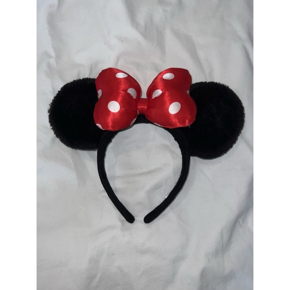 Disney Parks Minnie Mouse Plush Ears Headband Classic Red & White Polka dot Bow